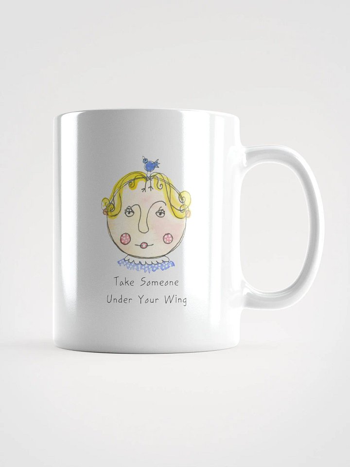 Whimsical Take Someone Under Your Wing Faces White Glossy Mug product image (2)