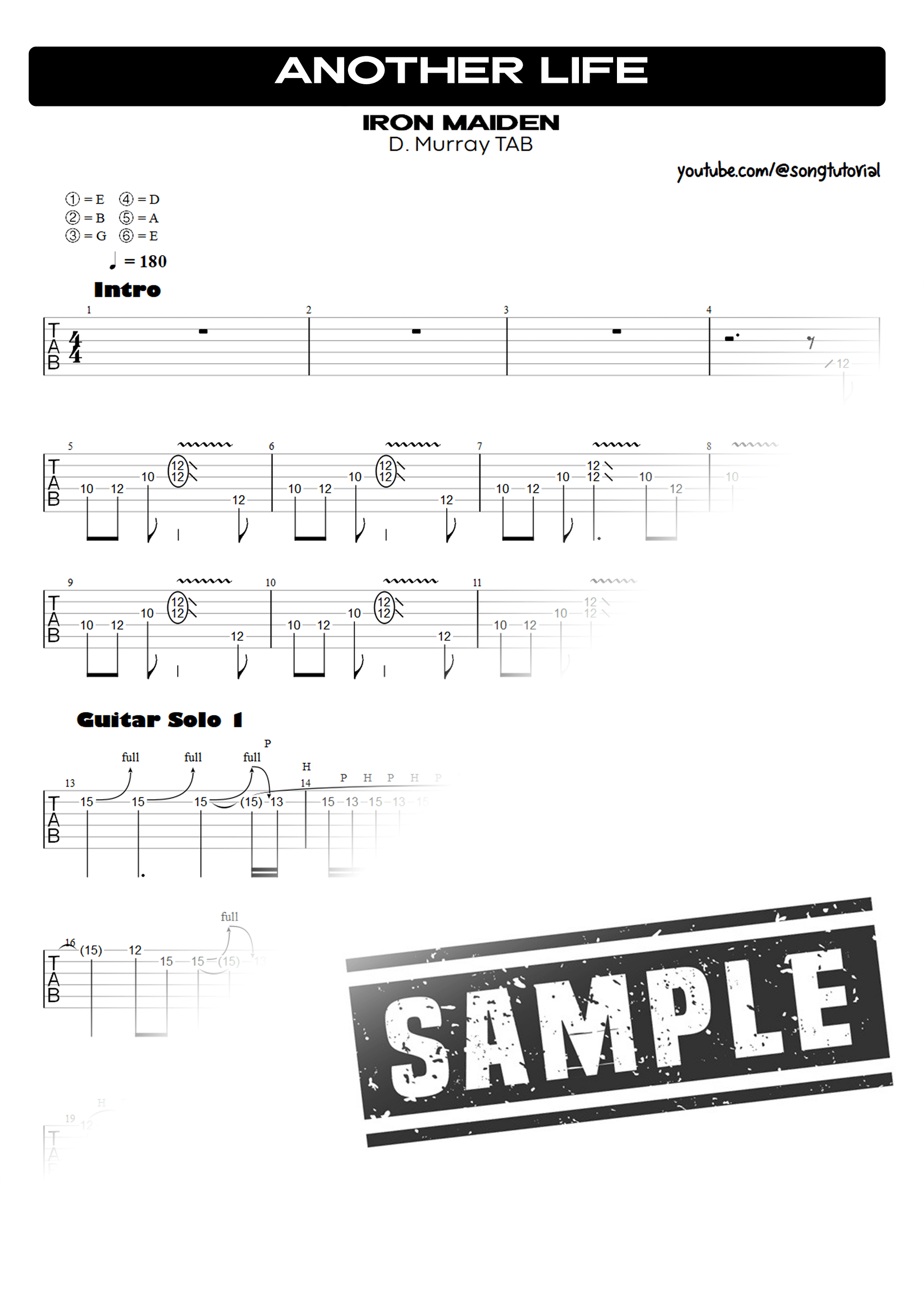 Another Life PDF TAB & Backing Track MP3 product image (2)