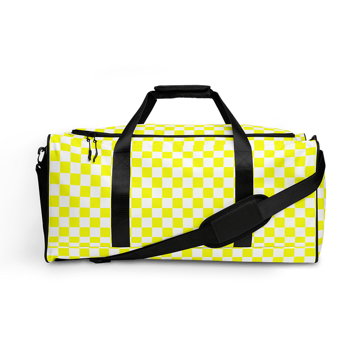 Checkered! Neon Yellow and White Checkers Duffel Bag product image (1)
