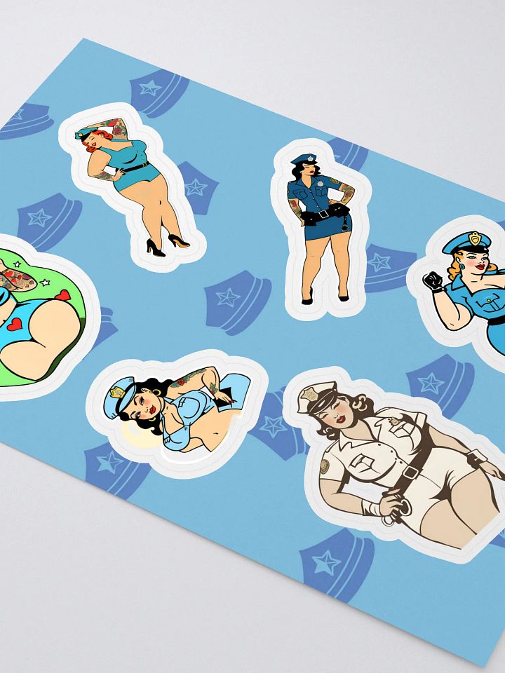 Retro Police Pin-Up Sticker Sheet product image (2)