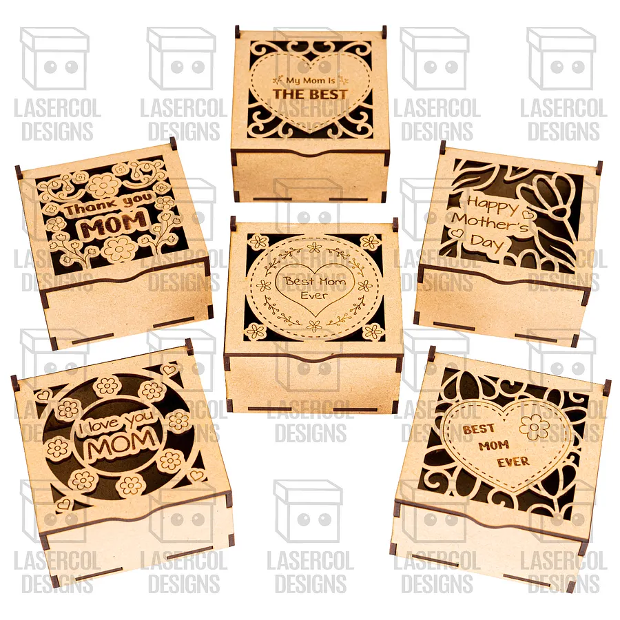 Mother's Day Gift Boxes (3 Sizes, 6 Styles) - Laser Cut Files product image (4)