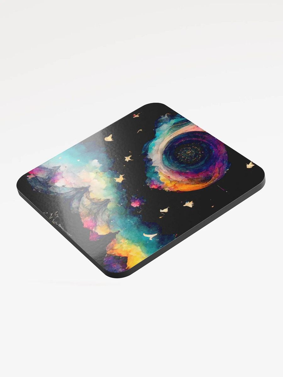 Cosmic Vortex Glossed Cork Coaster product image (3)