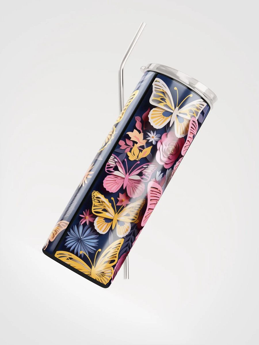 Vibrant Colorful Butterfly Purple Papercut Style Stainless Steel Tumbler product image (4)