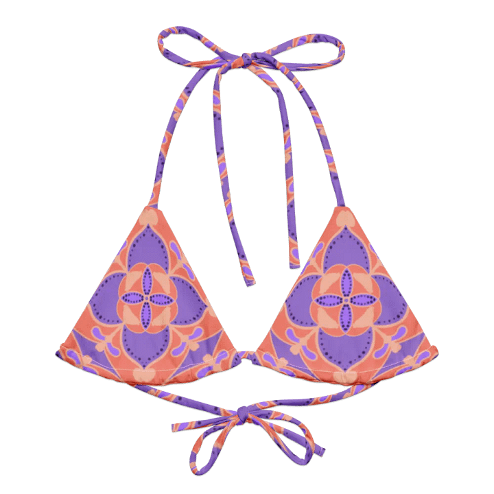 Pastel Orange and Mauve Pattern String Bikini Top product image (1)