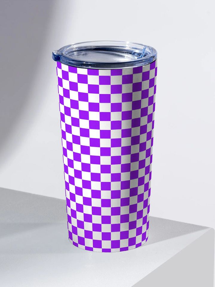 Checkered! Purple and White Checkers 20 oz Stainless Steel Tumbler product image (2)