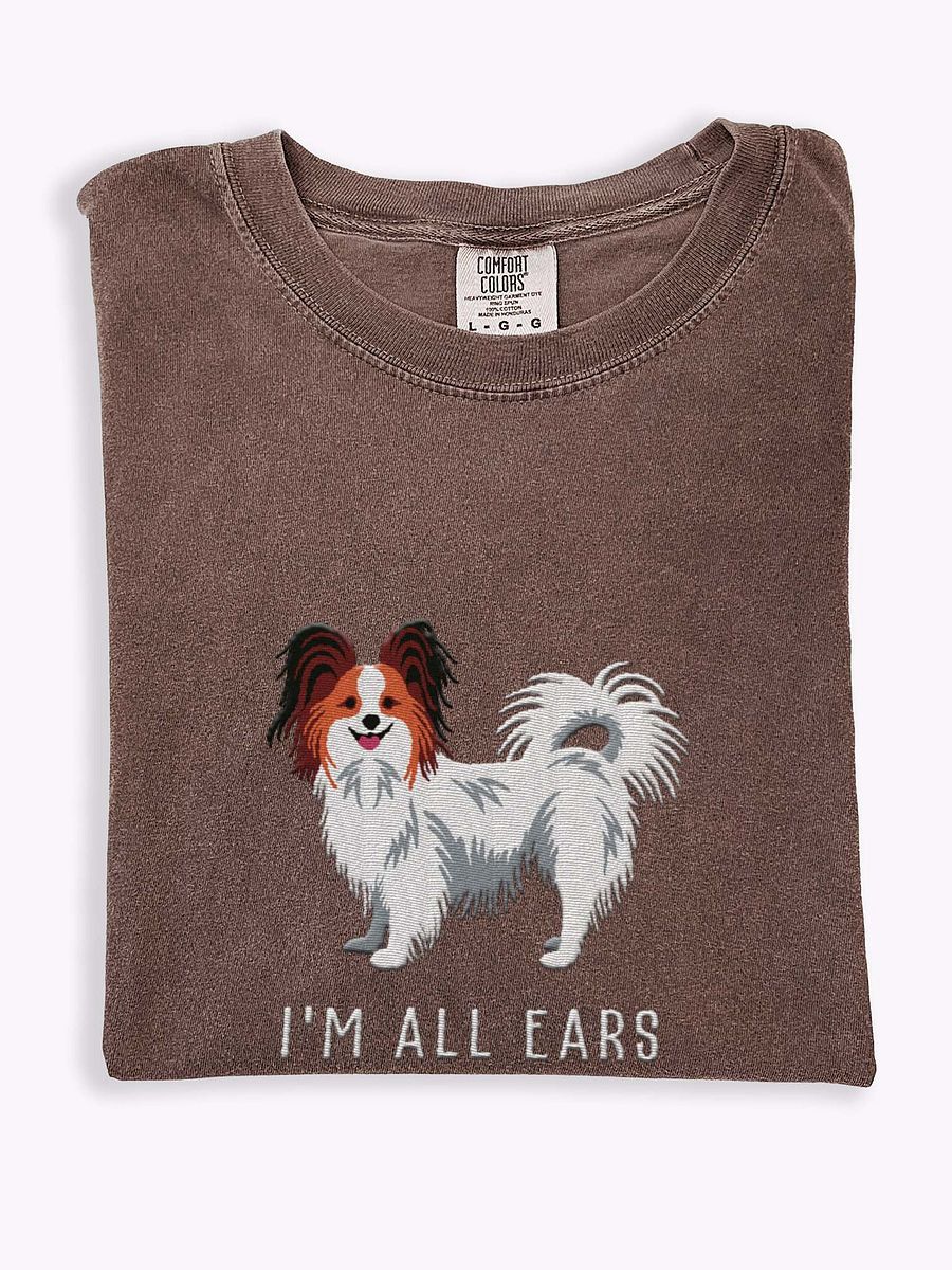 I'm All Ears T-Shirt(Embroidered) of a Papillon(Sable) product image (1)