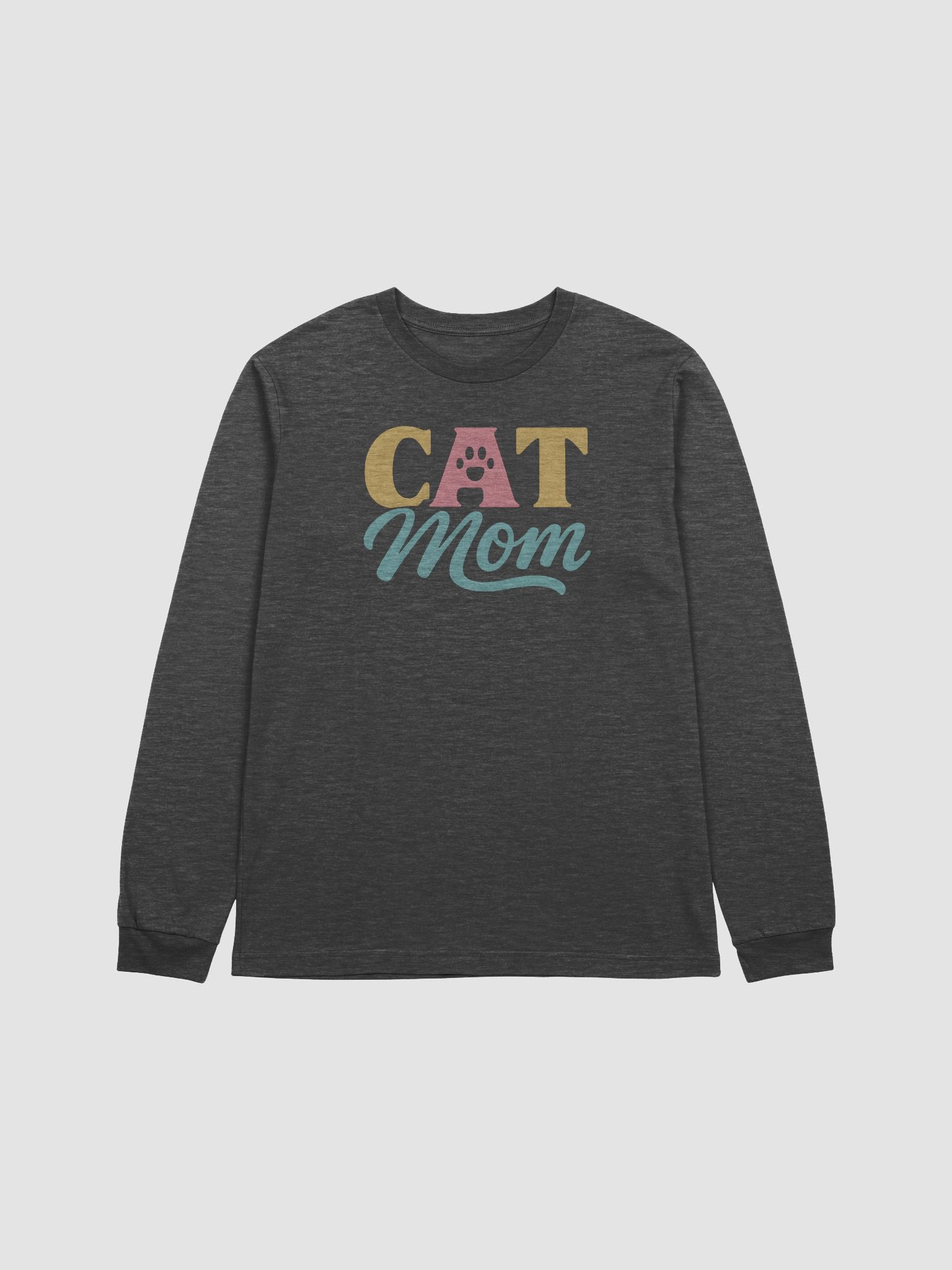 Cat Mom Long Sleeve Tee | Distressed Paw Print Pet Lover Shirt product image (1)