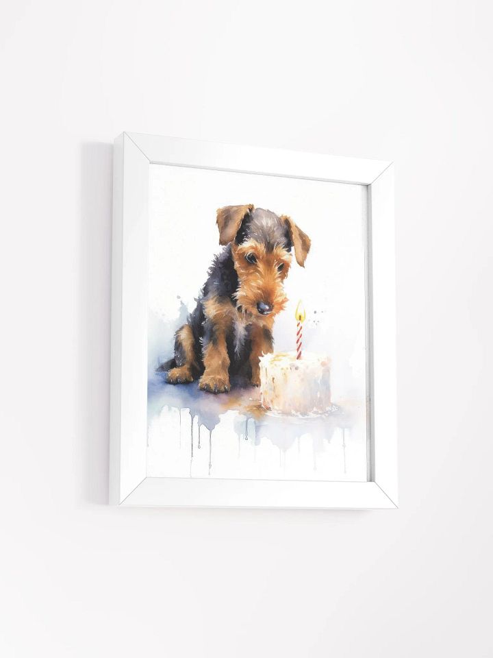 Airedale Terrier Puppy With Birthday Cake Watercolor Wall Art product image (50)