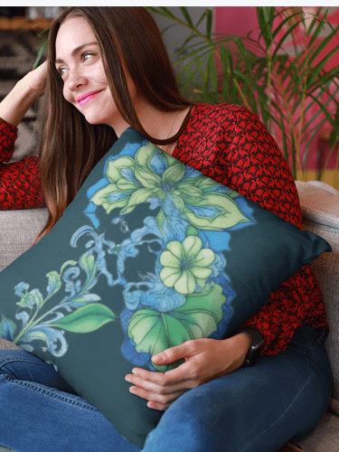 Cool Blue Florals - Pillow product image (2)