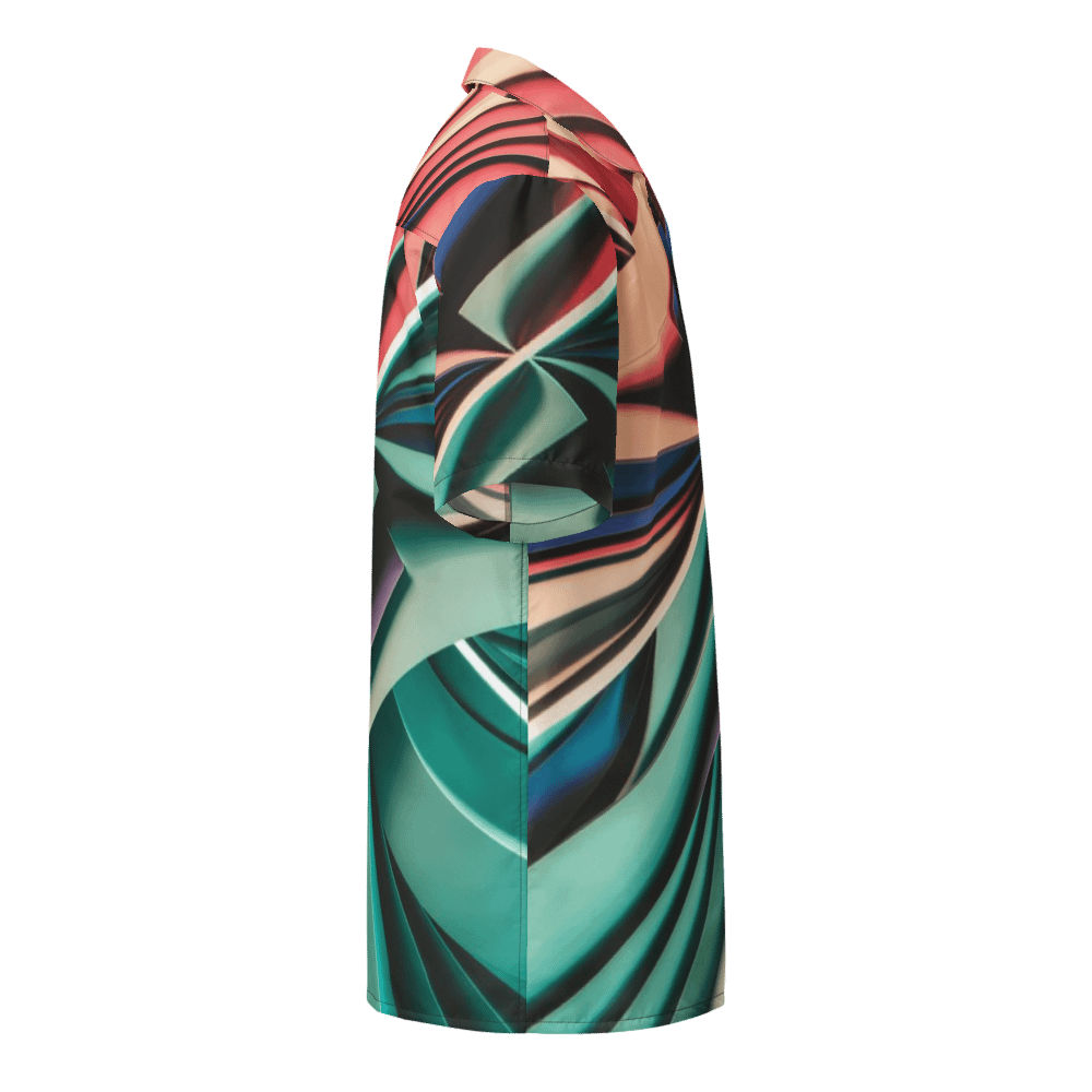 Graphic Grove Abstract Geometric Unisex Hawaiian Shirt - Vibrant Teal & Multi-Colour Design product image (4)