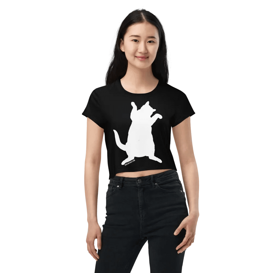 Dancing for Demeowcracy White Cat Silhouette Crop Tee product image (7)