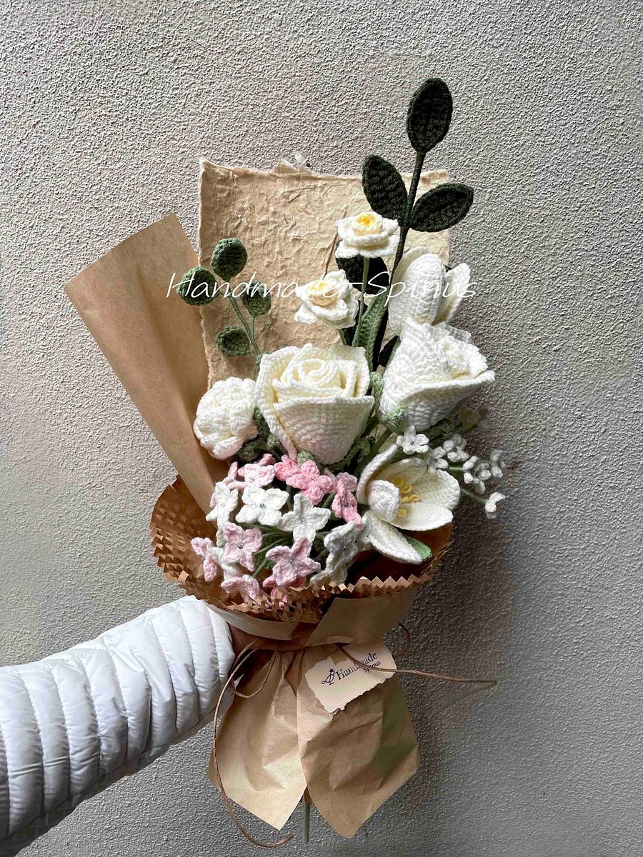 Large Pink Hydrangea Crochet Knit Bouquet product image (4)