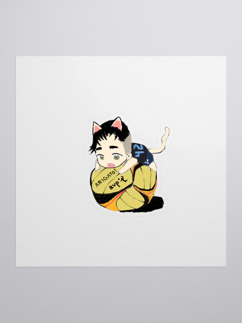 Arigato Neko Volleyball Sticker