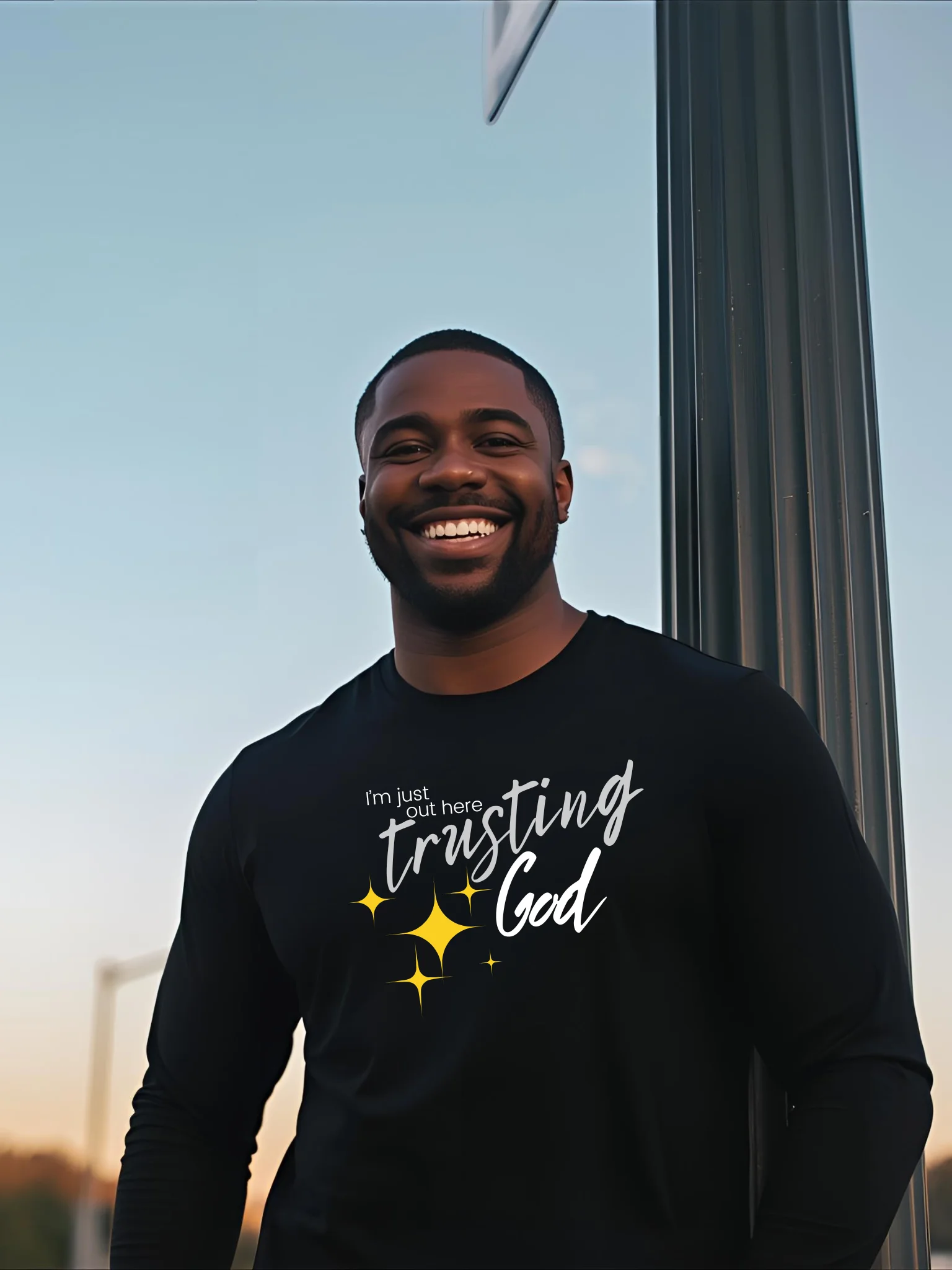 I'm Just Out Here Trusting God - Unisex Long Sleeve Tee - Dark Colors product image (1)