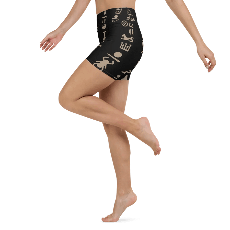 Isis Black Hieroglyphs All-Over Yoga Shorts product image (4)