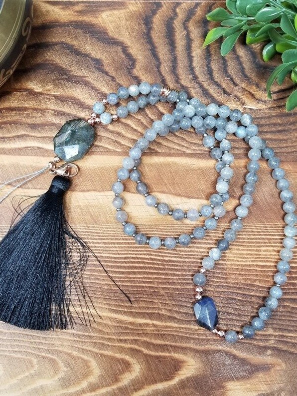 Labradorite Mala Necklace: Handcrafted Wellness Jewelry product image (2)