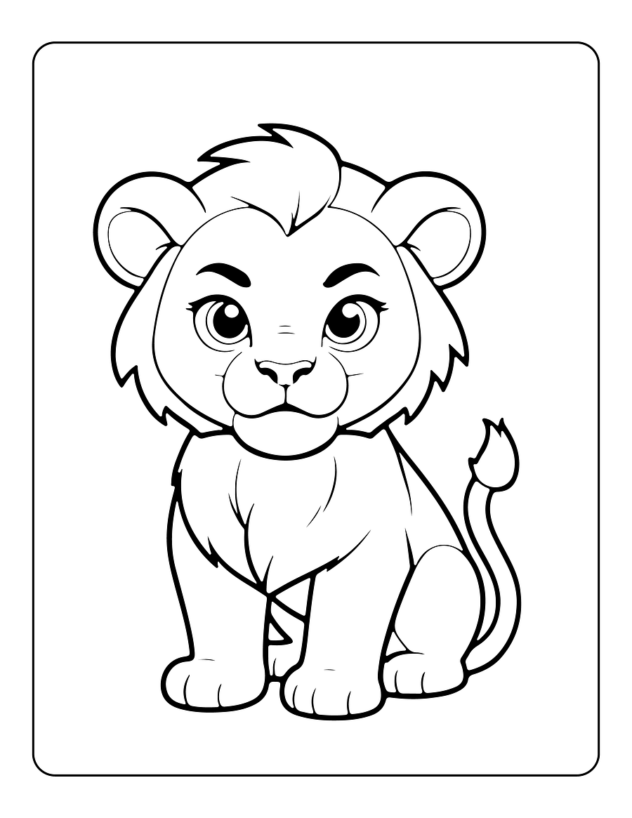 100 Cute Lion Coloring Pages for Kids PDF product image (1)
