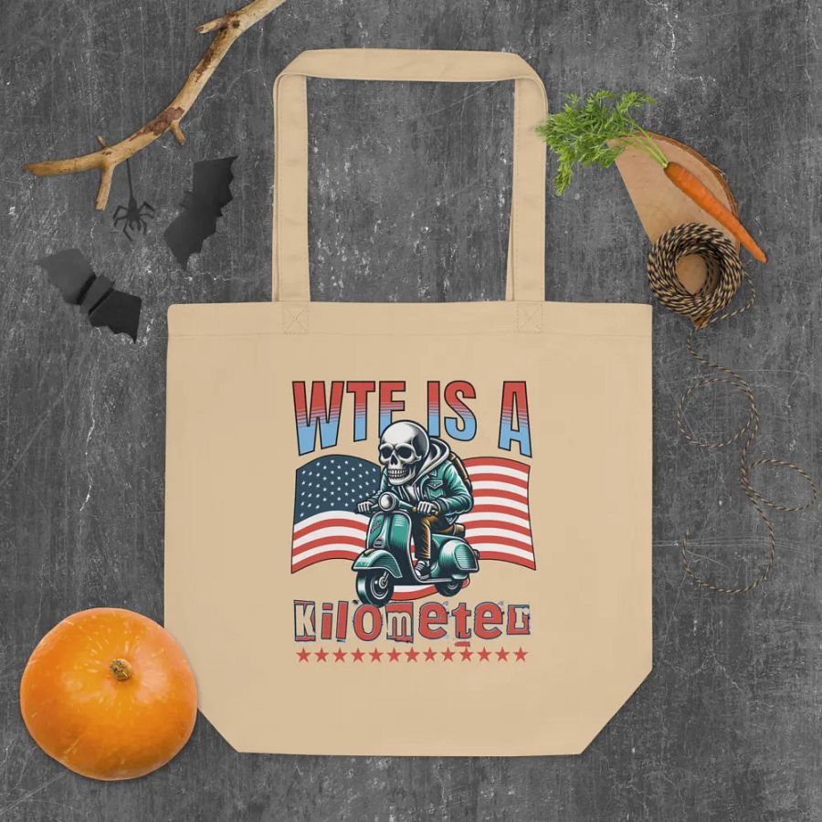 WTF Is A Kilometer? Skeleton Scooter Tote Bag product image (4)