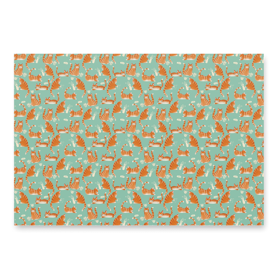 Bad Orange Tabby Cats Knocking Stuff Over Wrapping Paper, 3 Pack product image (2)