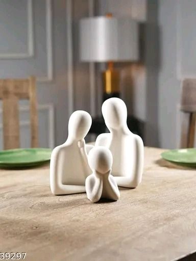 Couple Family Thinker Statue 3-Figure Ceramic Family Sculpture | Decorative Statues for Bookshelf | Home decor Showpiece for Living room desktop table showcase tv cabinet. product image (1)
