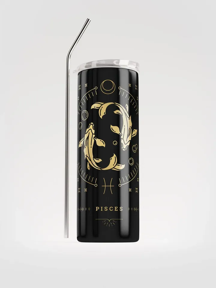 Pisces Zodiac Stainless Steel Tumbler: Radiant Gold Elegance for Astrology Aficionados! ✨♓ product image (1)