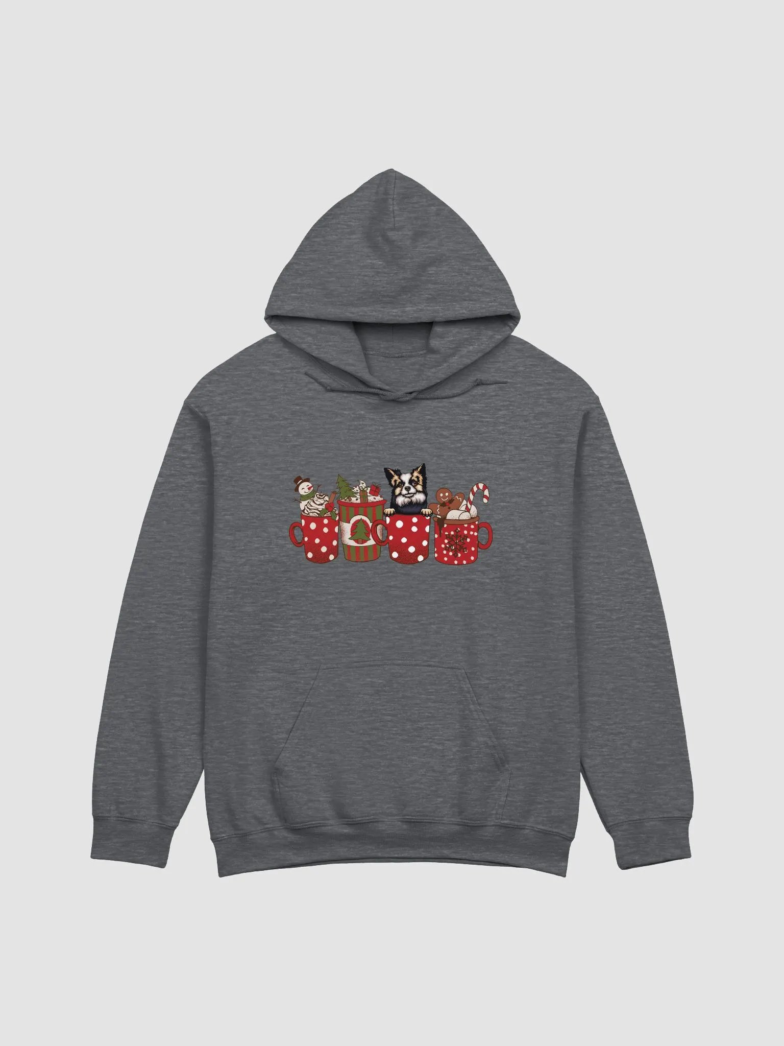 Cute Longhaired Chihuahua(2) in a Christmas Cup Hooded Sweatshirt | Funny Christmas Pup in a Cup product image (4)