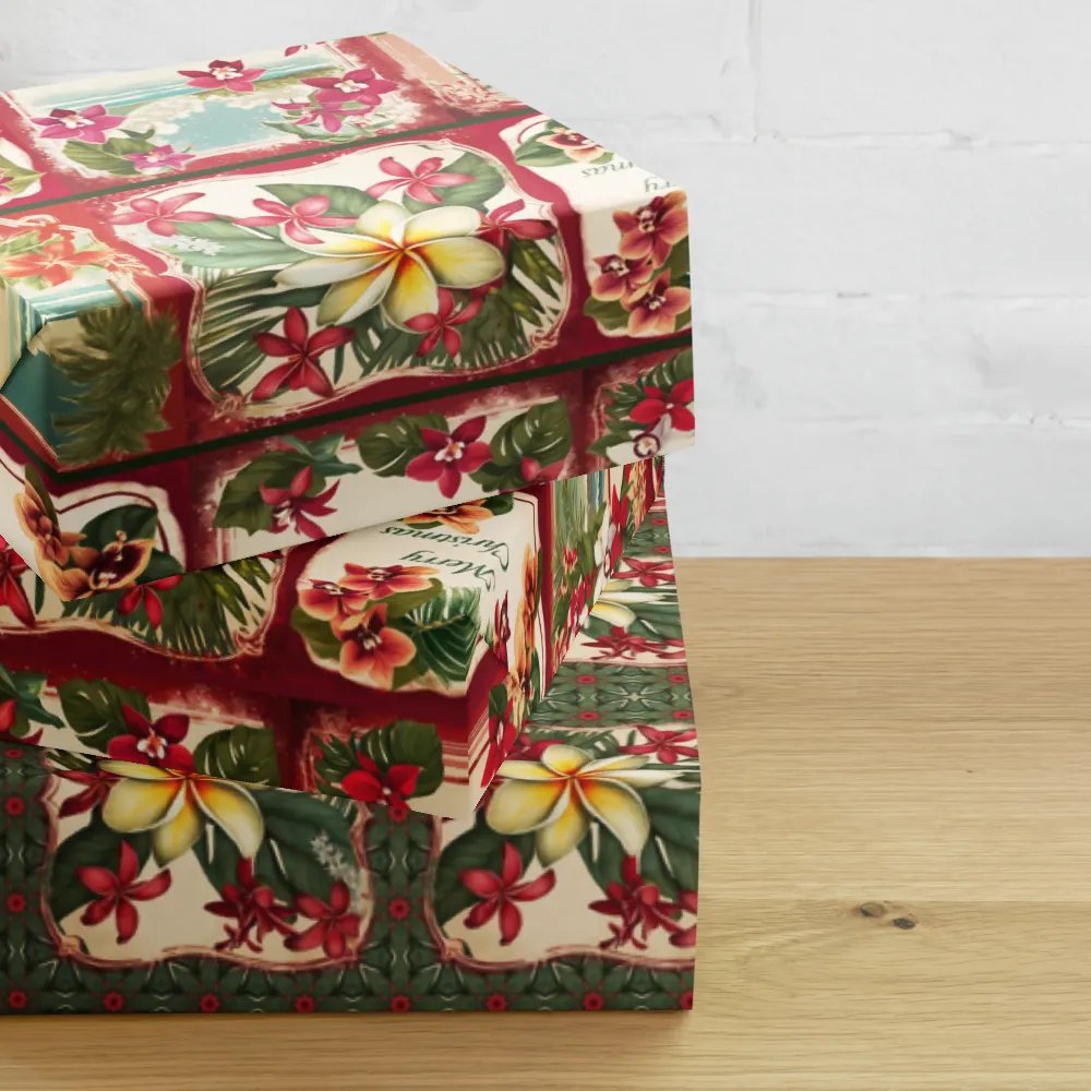 Vintage Tropical Christmas Wrapping Paper product image (6)