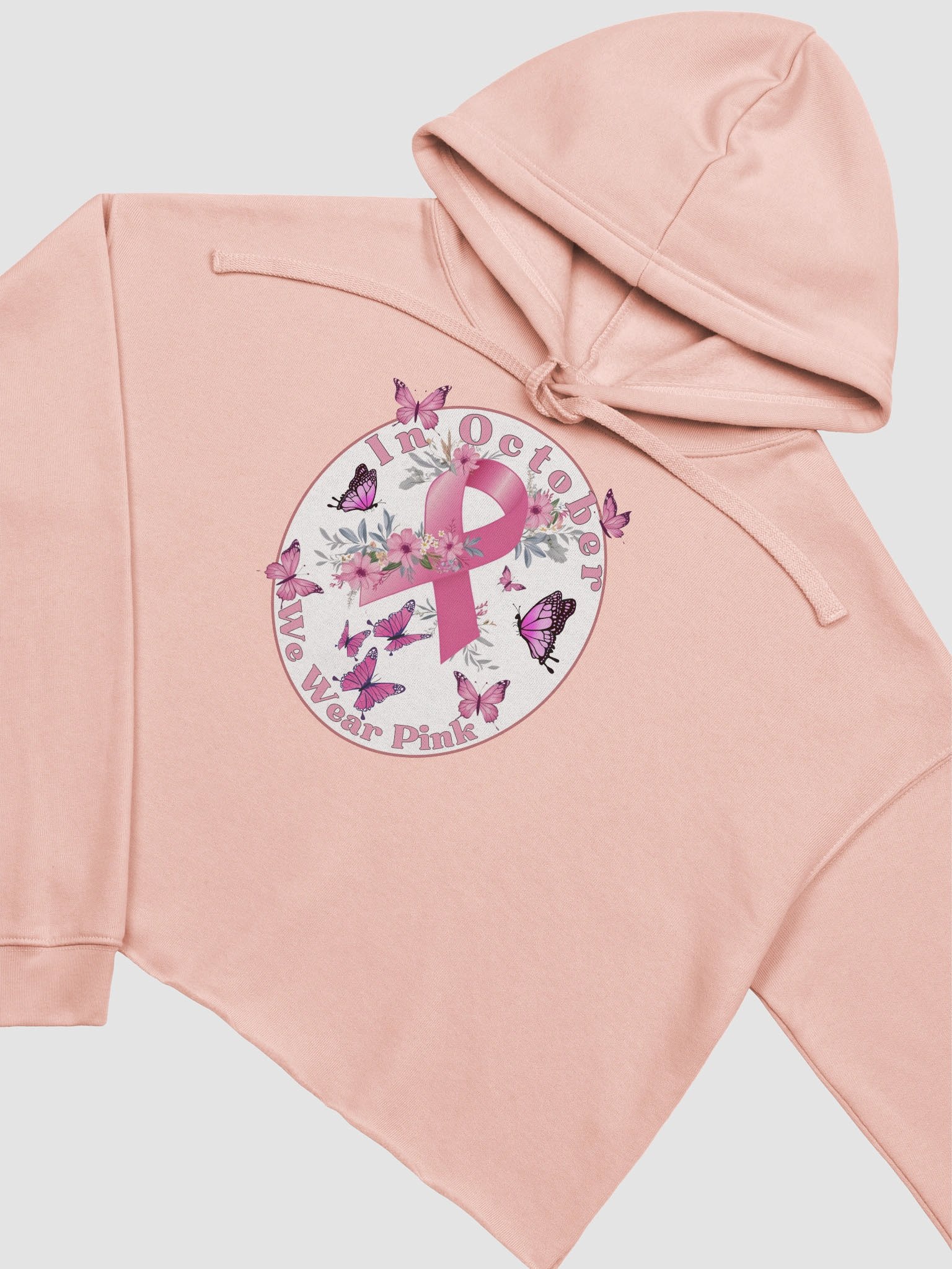in october we wear pink fleece crop hoodie product image (3)