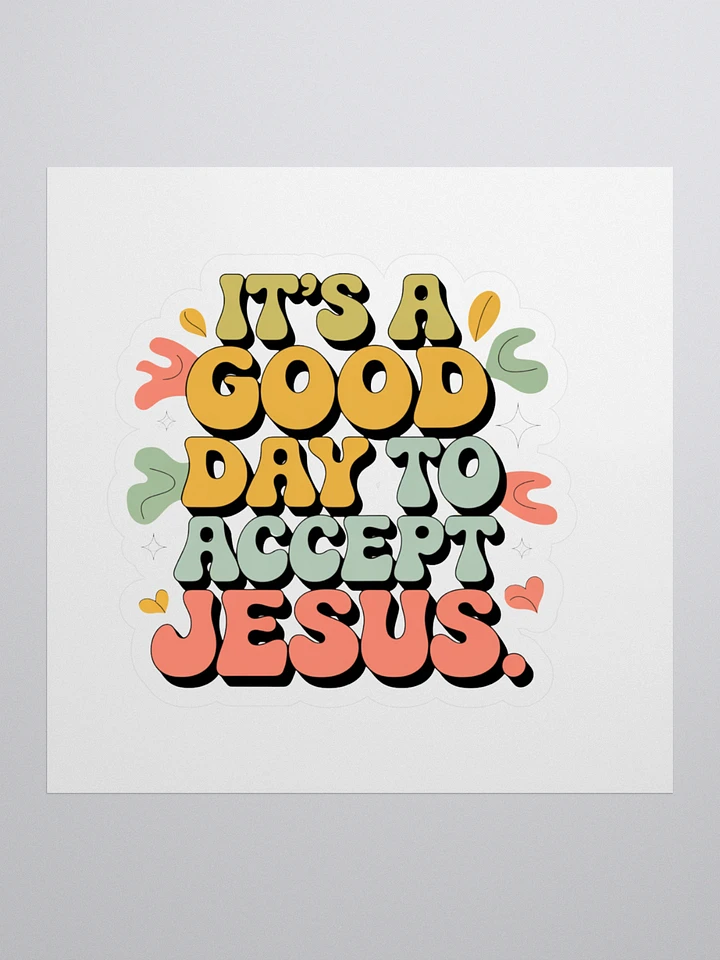 Retro Jesus Sticker – Spread Faith with Good Day Design product image (1)