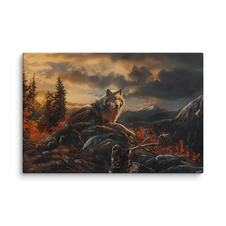 Majestic Lone Alpha Wolf Canvas Art - Stunning Wildlife Oil Painting for Home Decor product image (2)