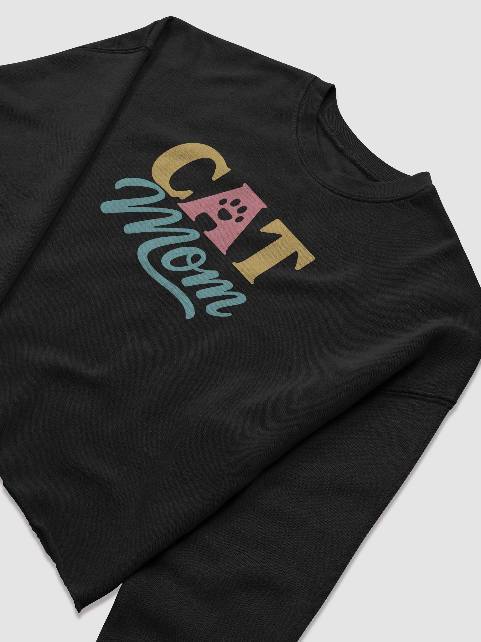 Cat Mom Crop Top | Trendy Feline Lover Shirt with Paw Print Heart product image (5)