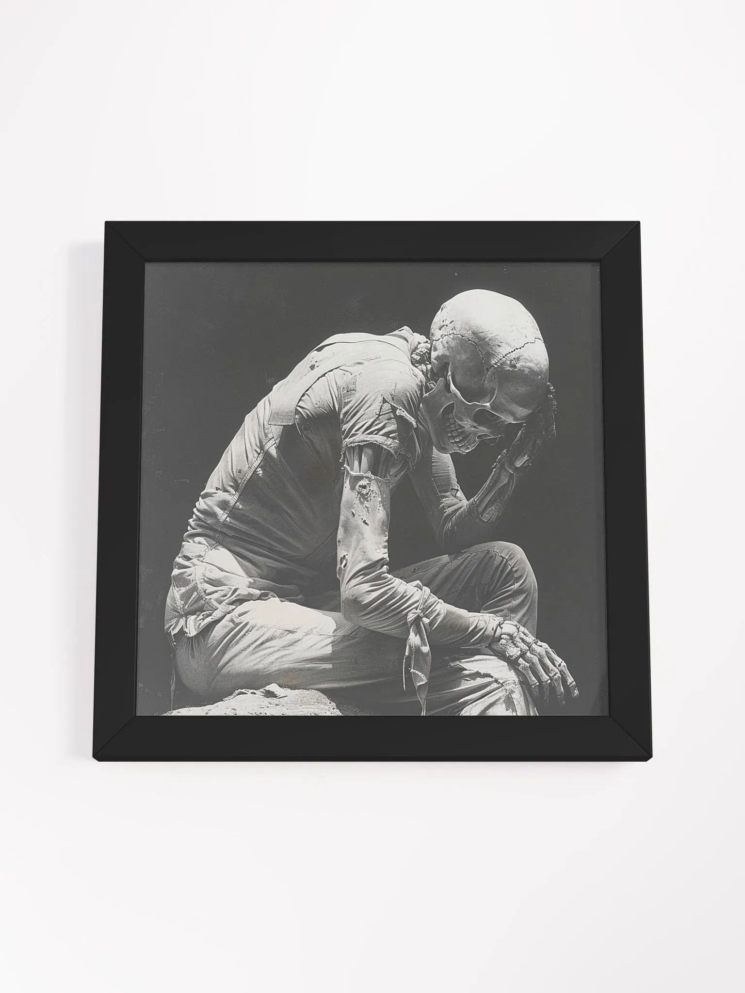 Skeleton in Thought Black and White Framed Wall Art product image (4)