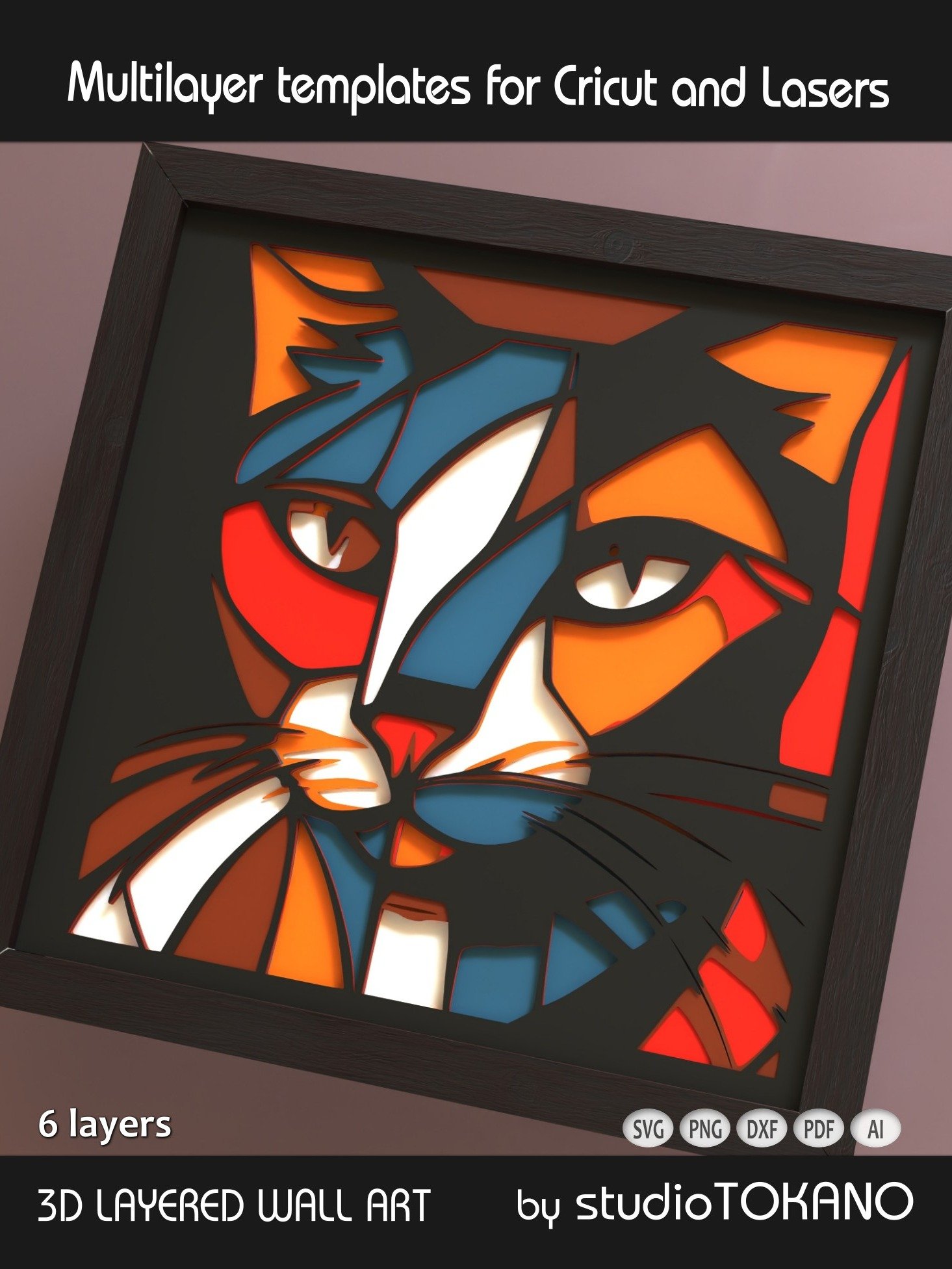 Picasso Cat 3D Mandala Template product image (5)