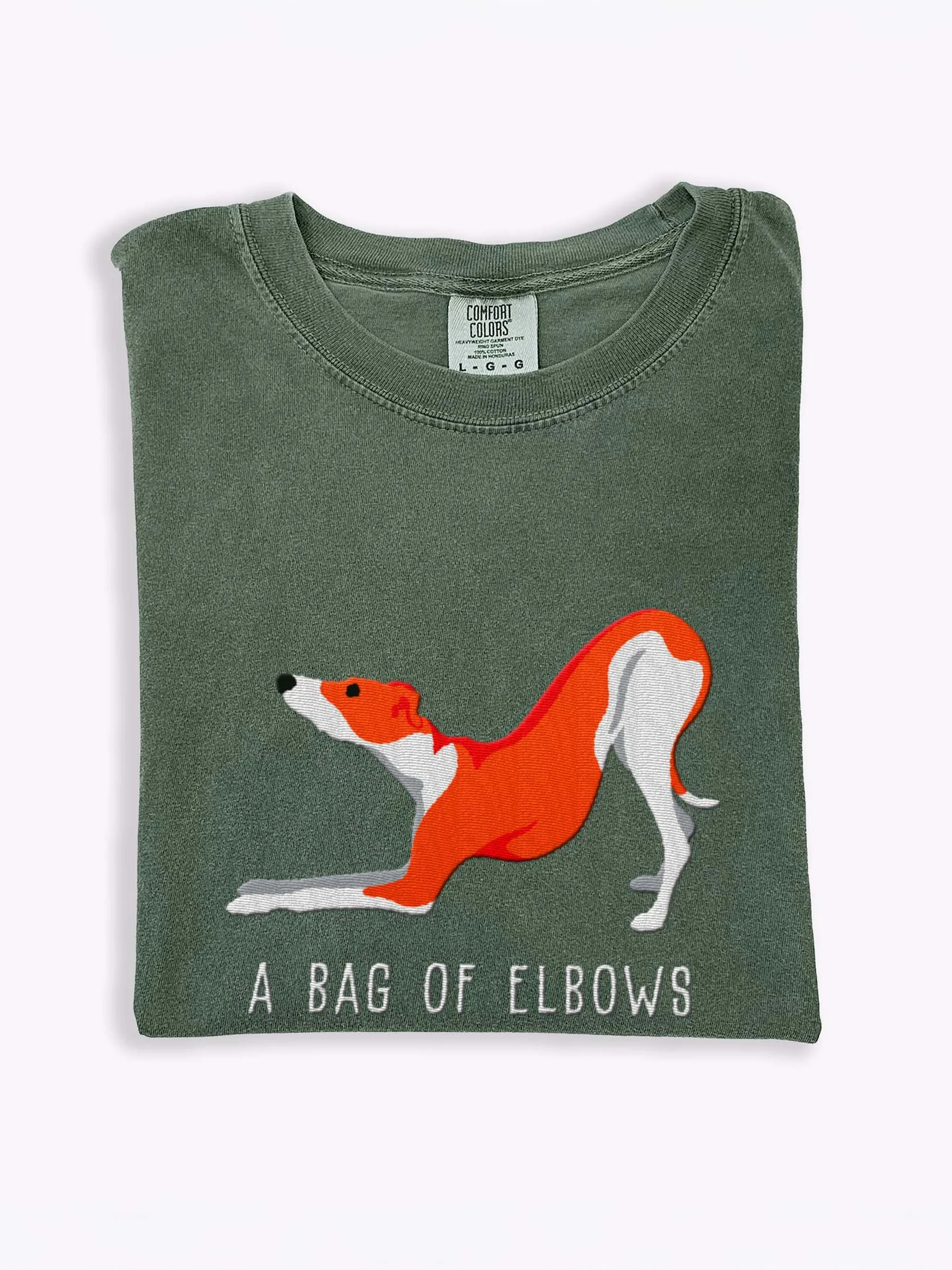 A Bag of Elbows T-Shirt(Embroidered) of an Italian Greyhound(Red & White) product image (1)