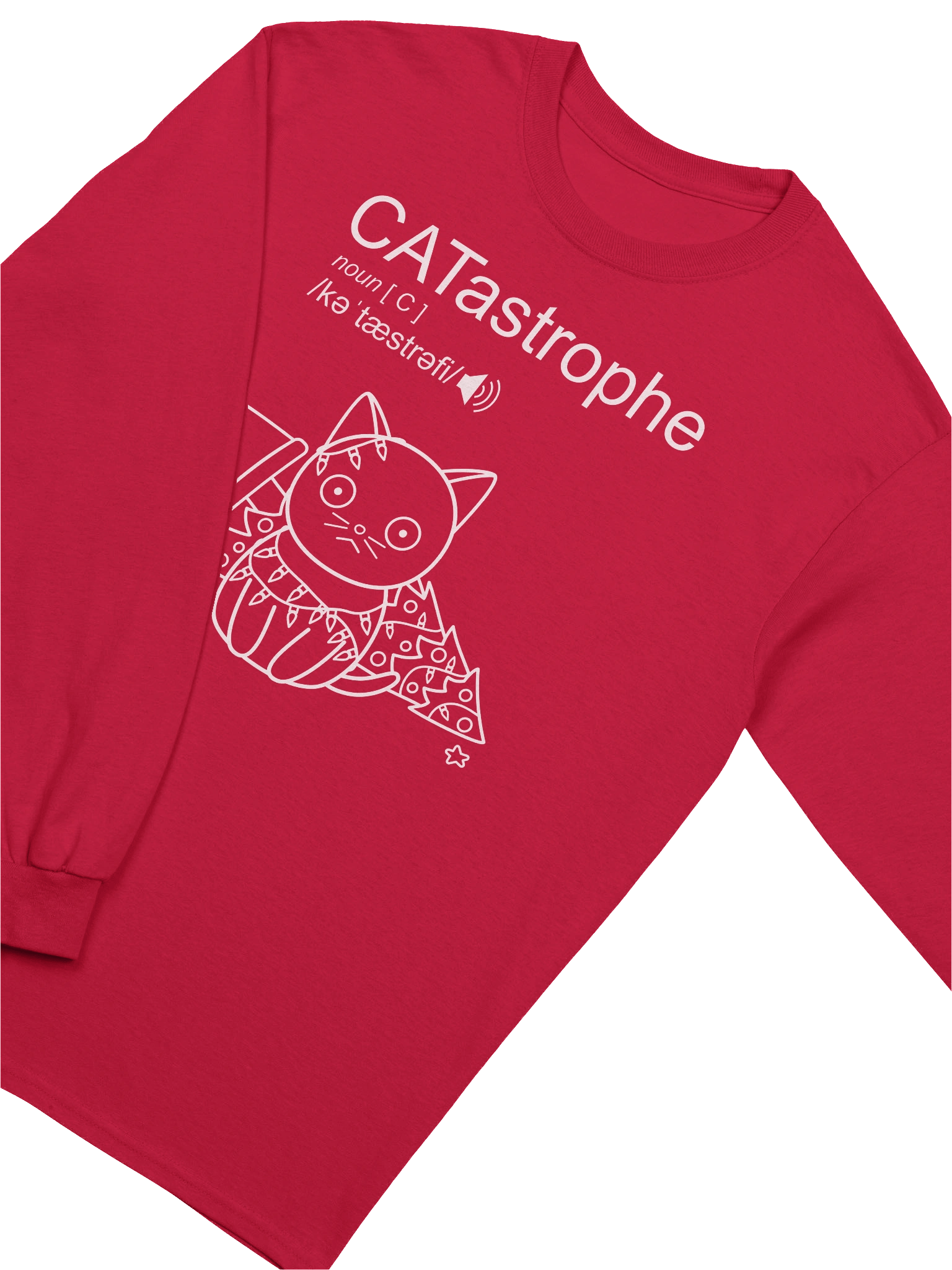 CATastrophe (Cat with Christmas Tree) - Unisex Adult Long Sleeve T-shirt product image (3)