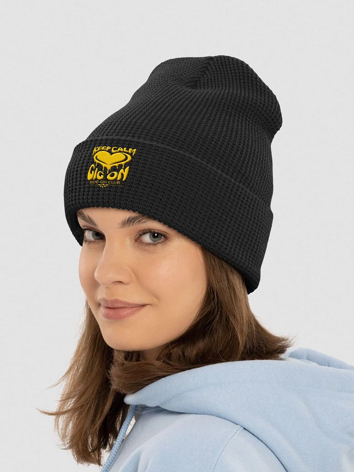 Keep Calm, Gig On Side-Gig Club Waffle Knit Beanie in Gold product image (2)