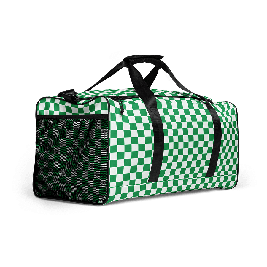 Checkered! Green and White Checkers Duffel Bag product image (2)