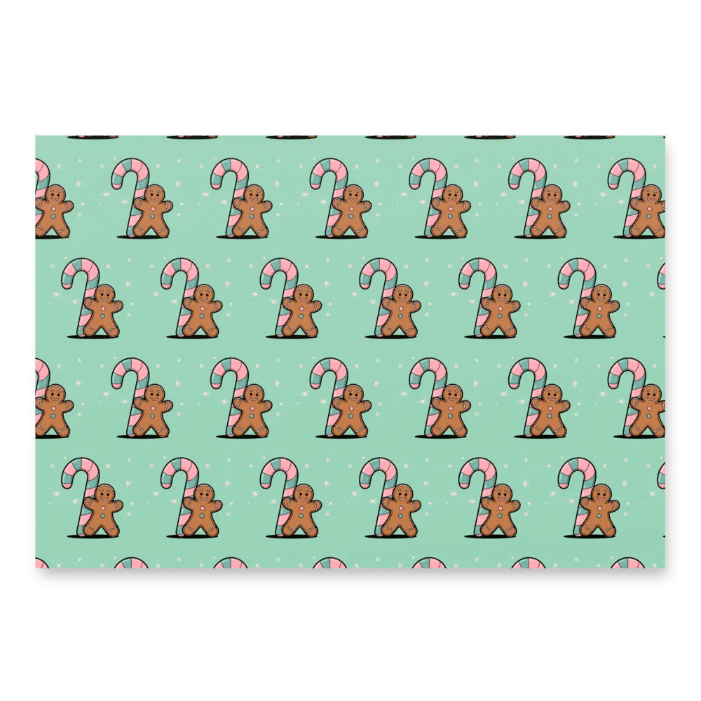 Festive Candy Cane and Gingerbread Man Wrapping Paper Set product image (2)