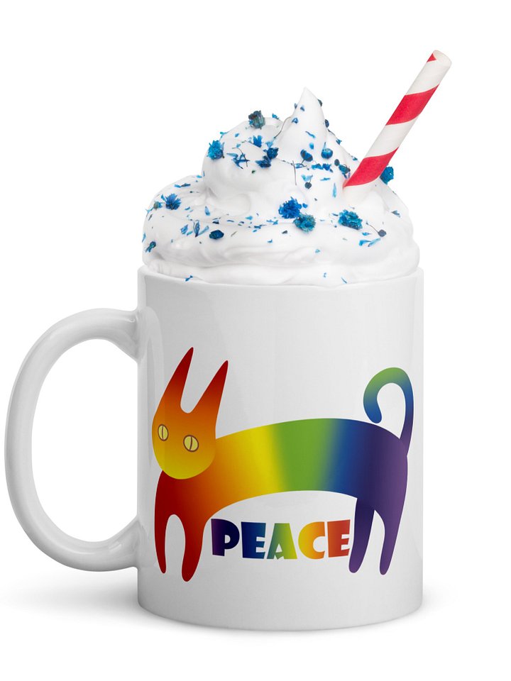 Peace and Love Rainbow Cats 11 oz Mug product image (1)