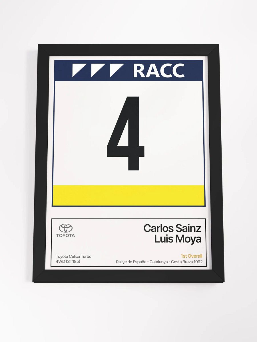 Framed A3 Print / Carlos Sainz / 1992 Rallye de España - Catalunya - Costa Brava Number 4 product image (4)