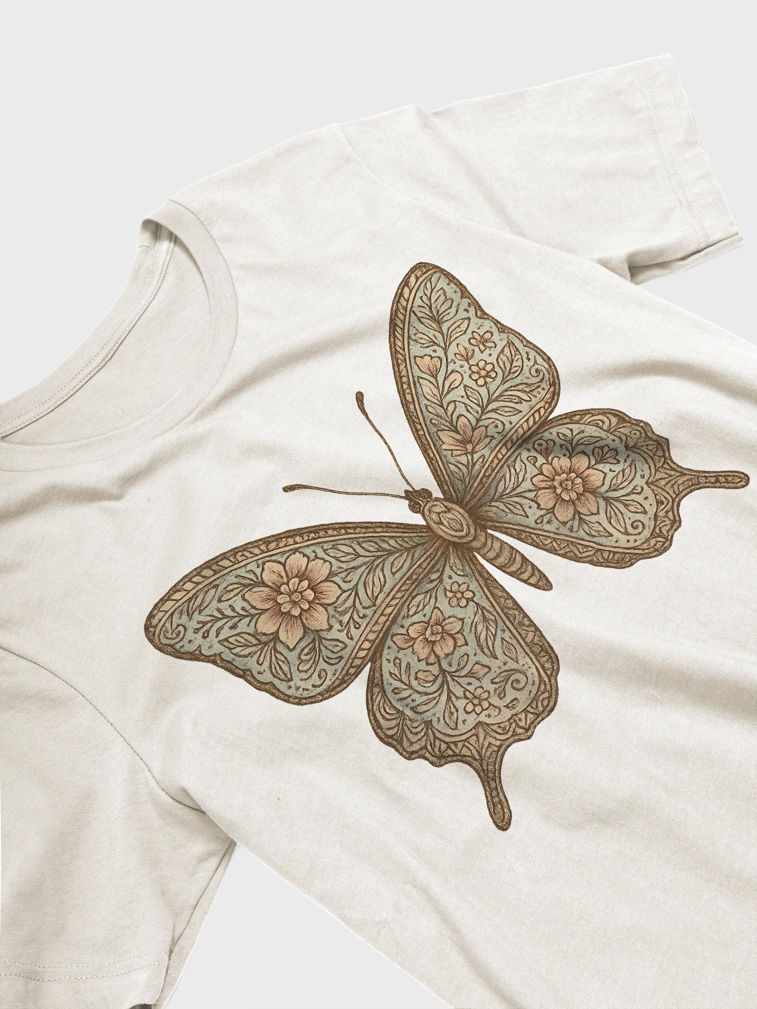 Vintage Butterfly Floral T-Shirt – Bella + Canvas 3001 product image (3)
