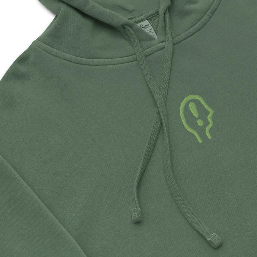 EXCLAIMING MENTALLY (C. light green) embroidered pigment hoodie product image (1)