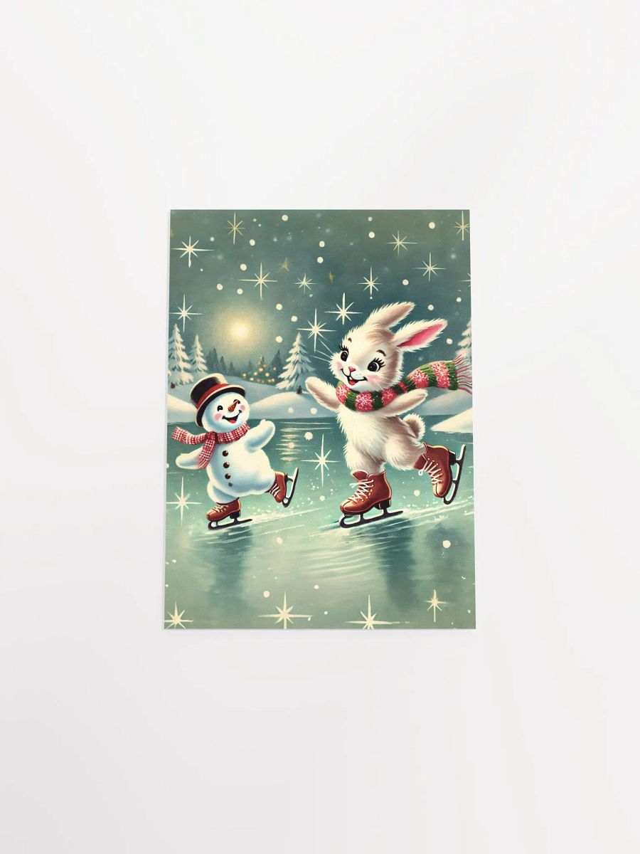 Bunny Rabbit and Snowman Ice Skating Premium Prints and Posters product image (33)