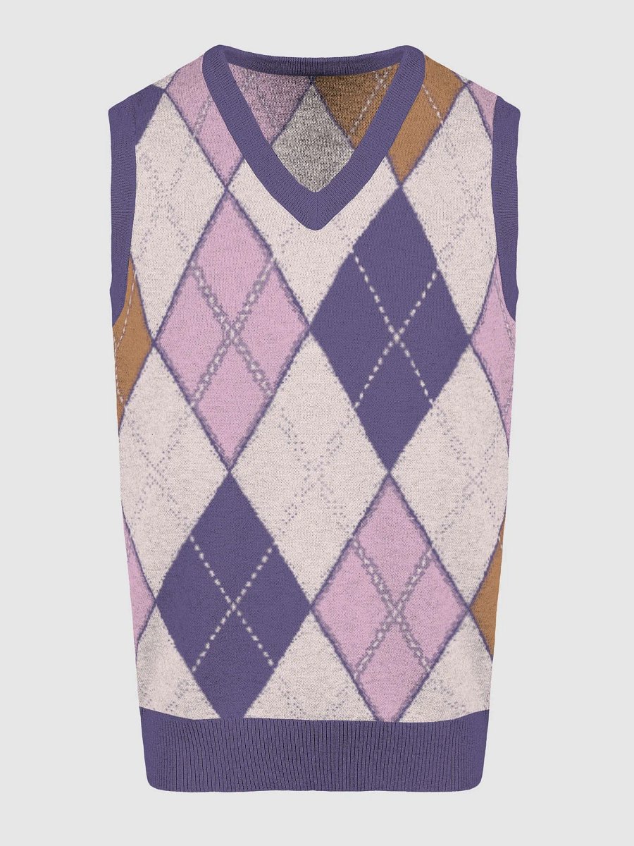 Argyle Dream Knitted V-Neck Vest product image (11)