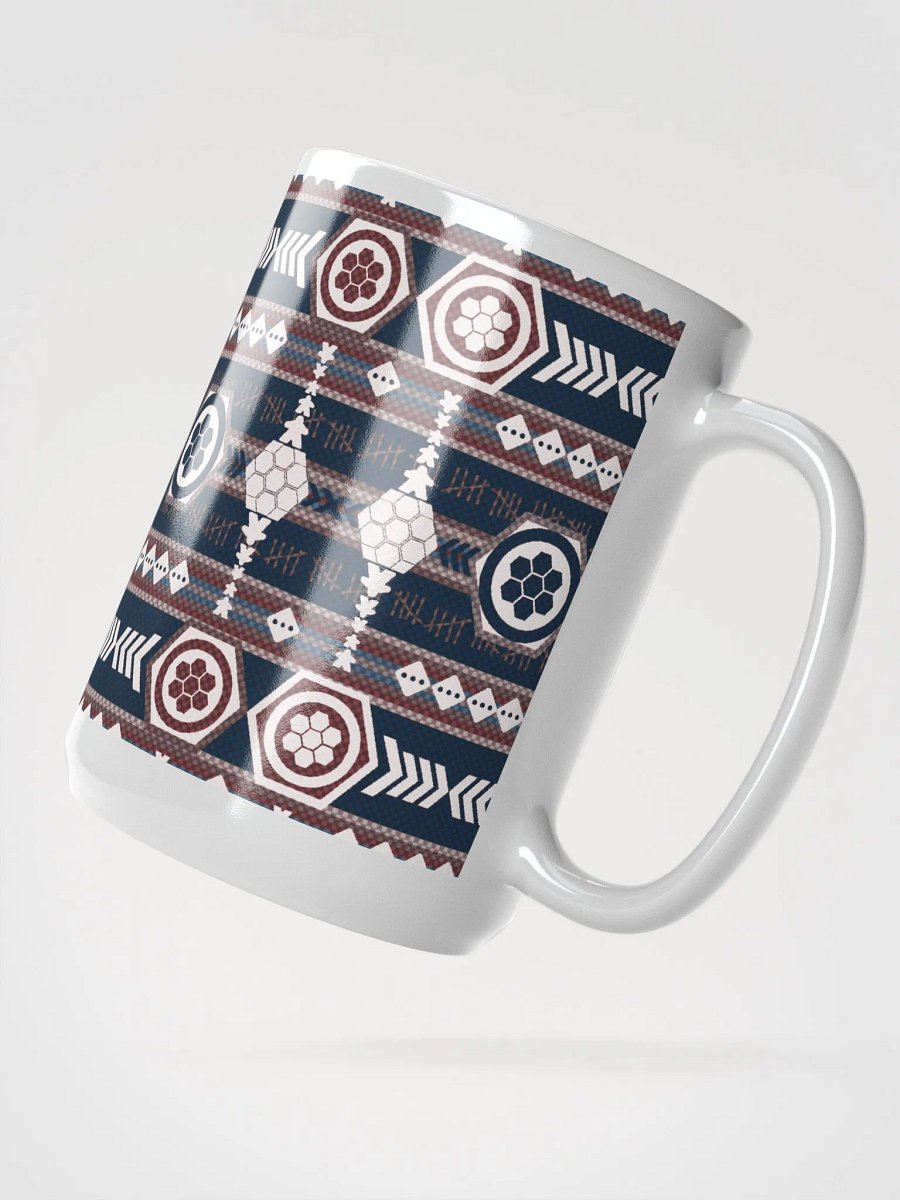 Rustic Southwestern Pattern Board Game Mug, Blue Red Purple 15 oz large mug with Aztek pattern product image (4)