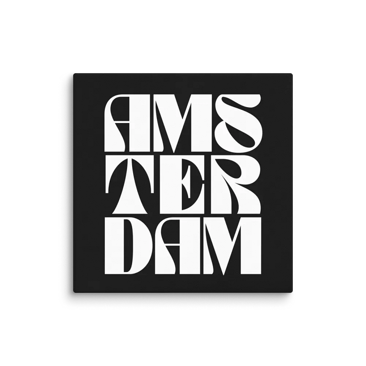 Modern Black and White Typographic Canvas - Amsterdam product image (1)