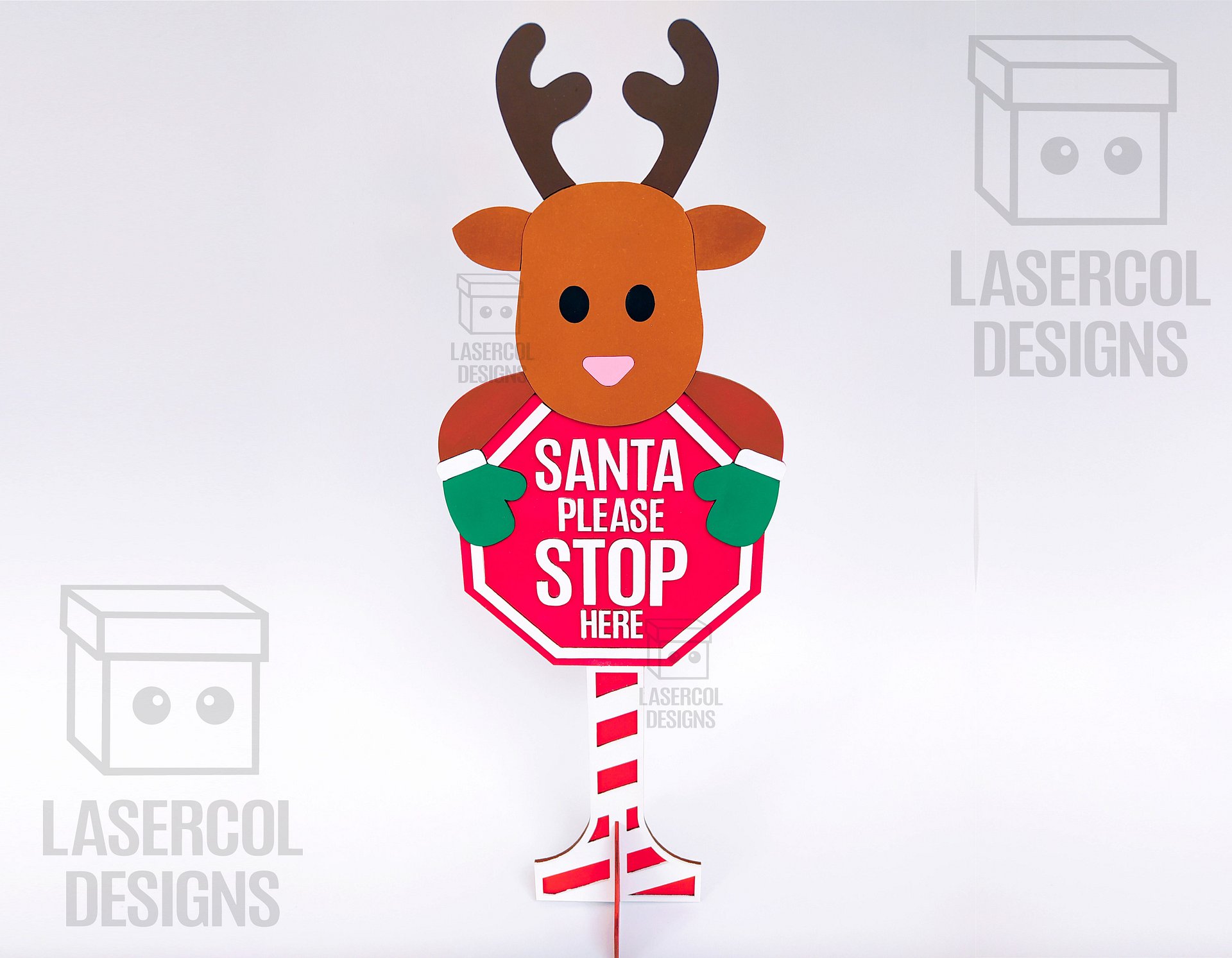 Santa Please Stop Here Sign (Reindeer) - Laser Cut Files product image (4)