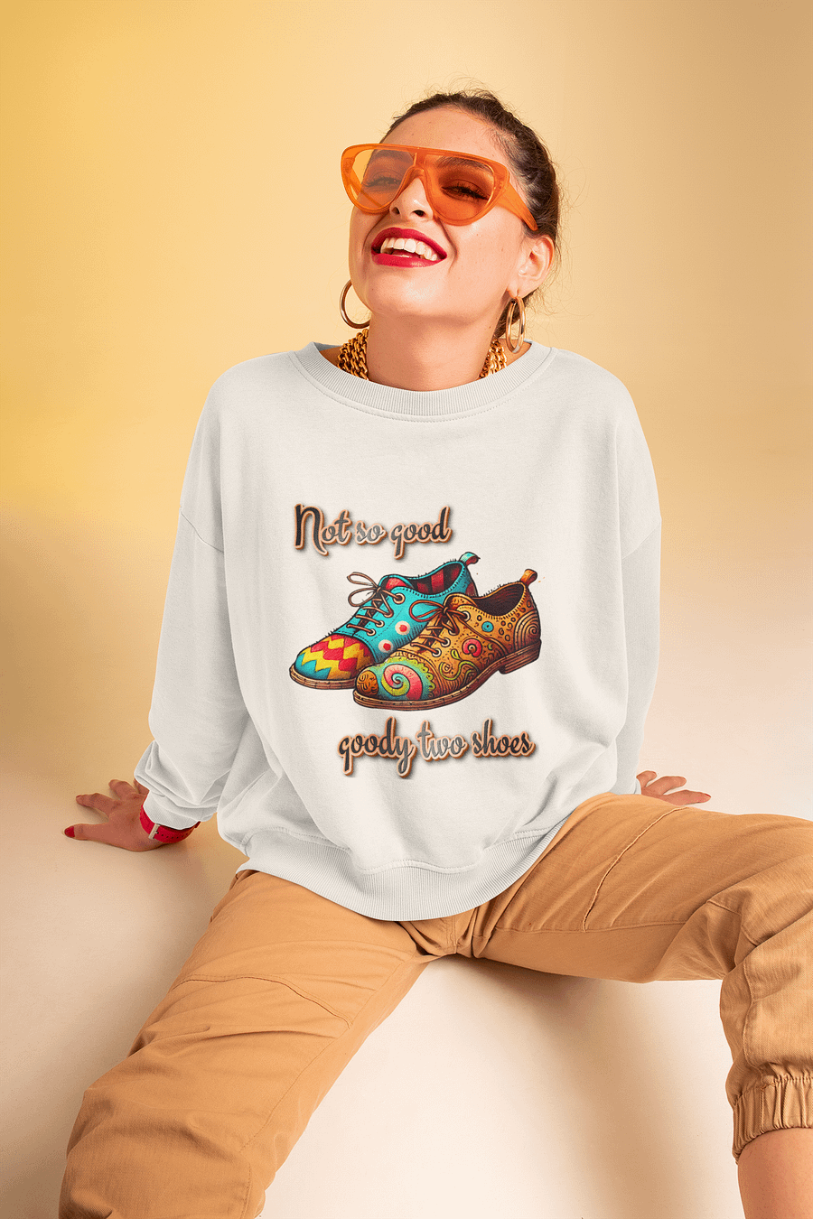 Retro Mismatched Sneakers - 'Not So Good, Goody Two Shoes' Graphic Tee product image (1)