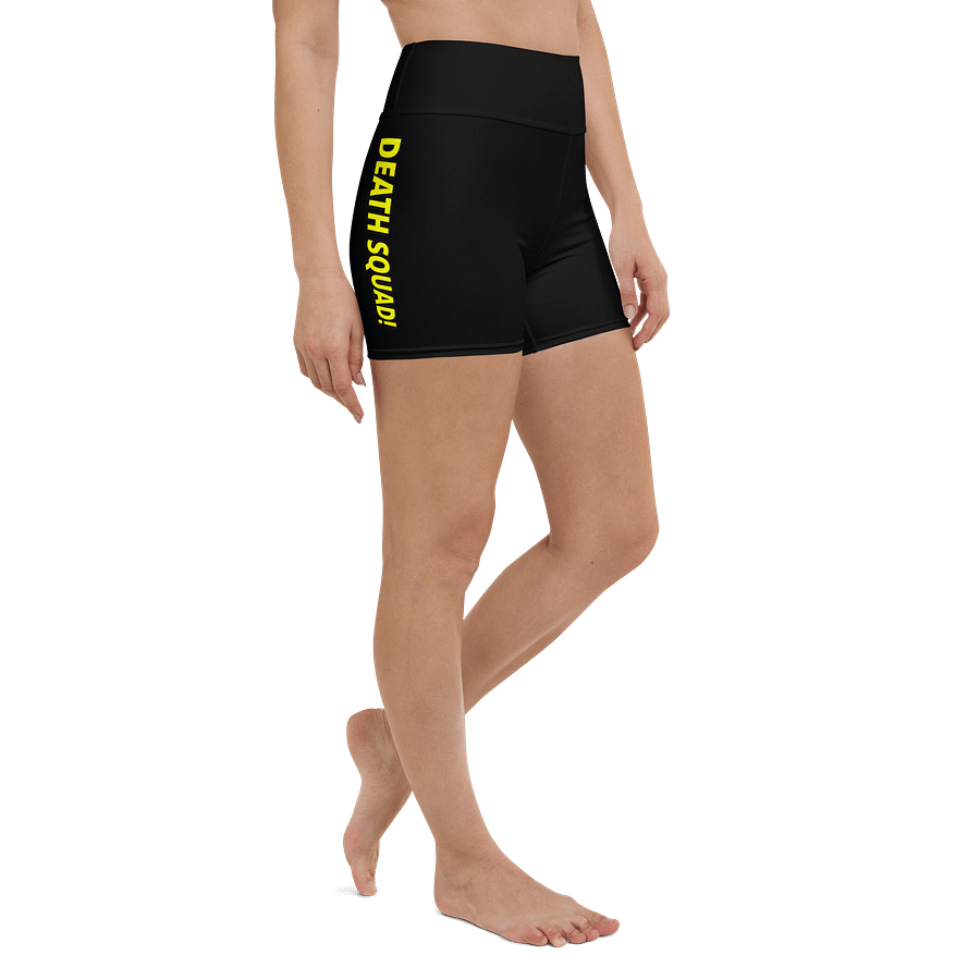 Death Squad Superhero Yellow Yoga Shorts Black product image (1)