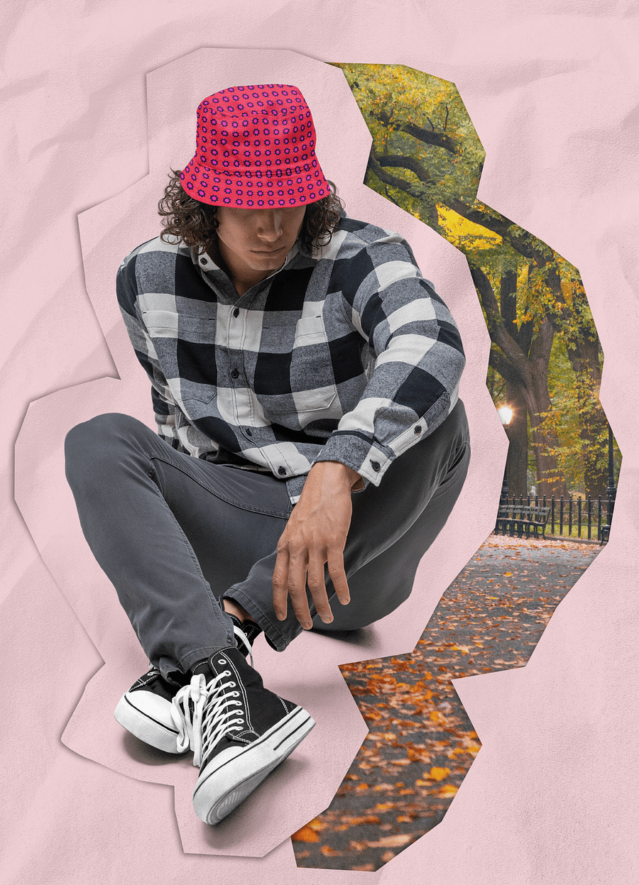 Abstract Red Unisex Bucket Hat product image (5)